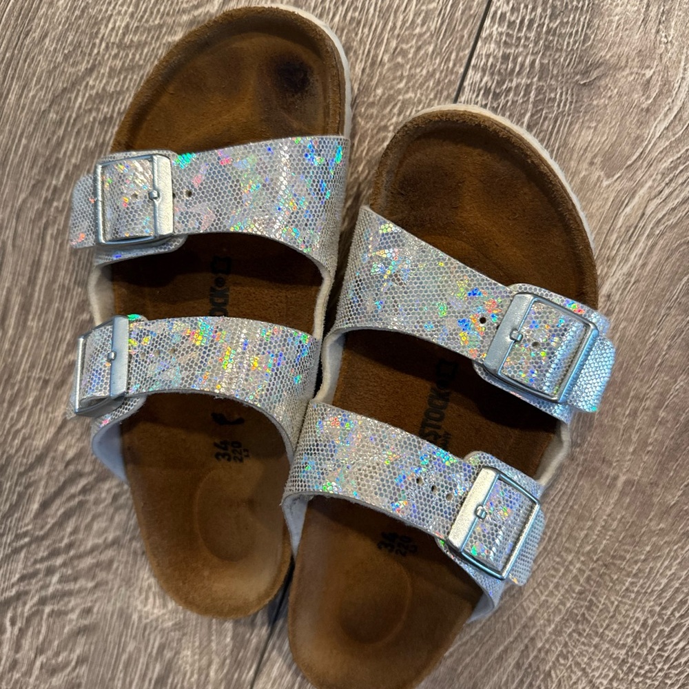 Birkenstock Kids' Shimmering Silver Sandals